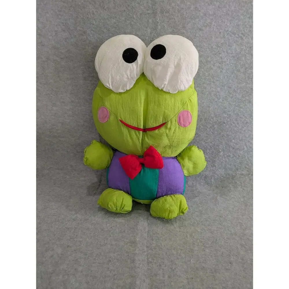 Vintage Sanrio Keroppi Plush Polyester Fiber‎ Stuffed Animal Frog Green Purple